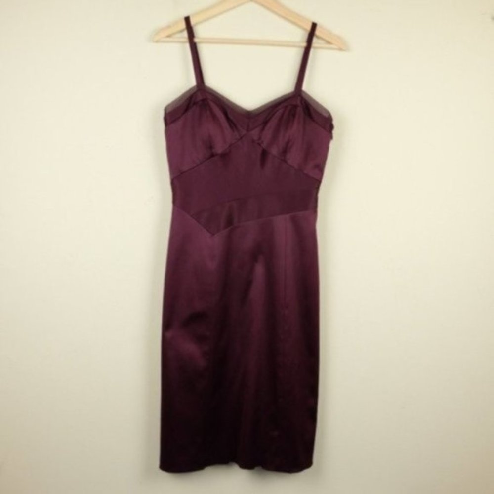 BCBG Paris Strappy Deco Satin Dress in Brick color